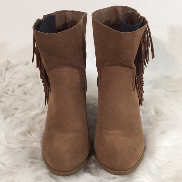 Rampage Frankey Tan 3” Heeled Fringe Ankle Boot 10 - Picture 2 of 15